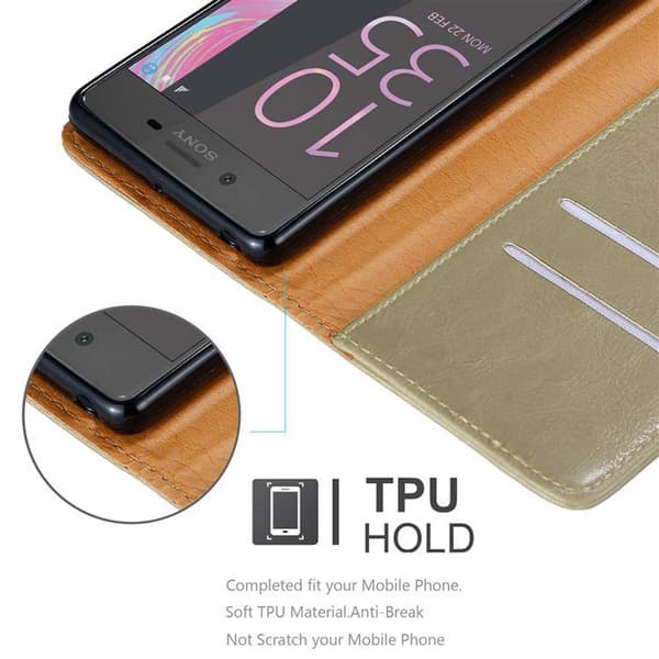 Deksel til Sony Xperia X Lommebokdeksel med magnetisk lukking, stativfunksjon og kortlomme