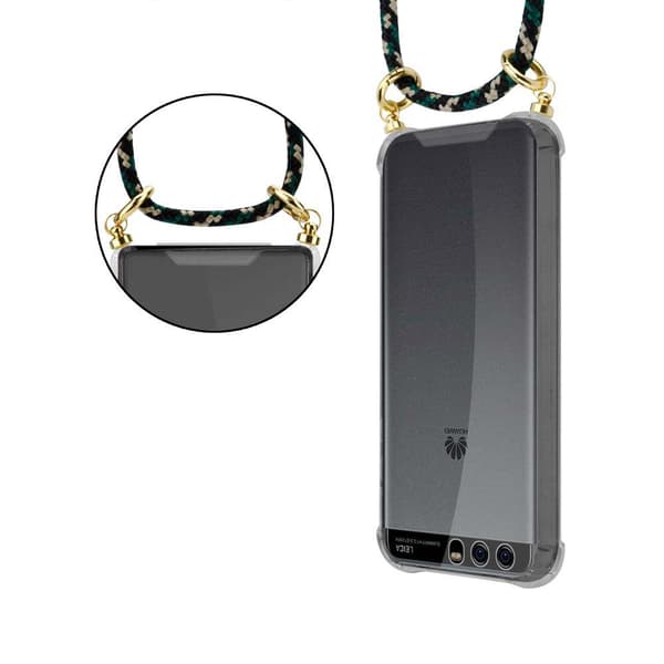 Huawei P10 Suojakuori ketju Silikoni suojakotelo Gold Rings johto hihna ja irrotettava asia