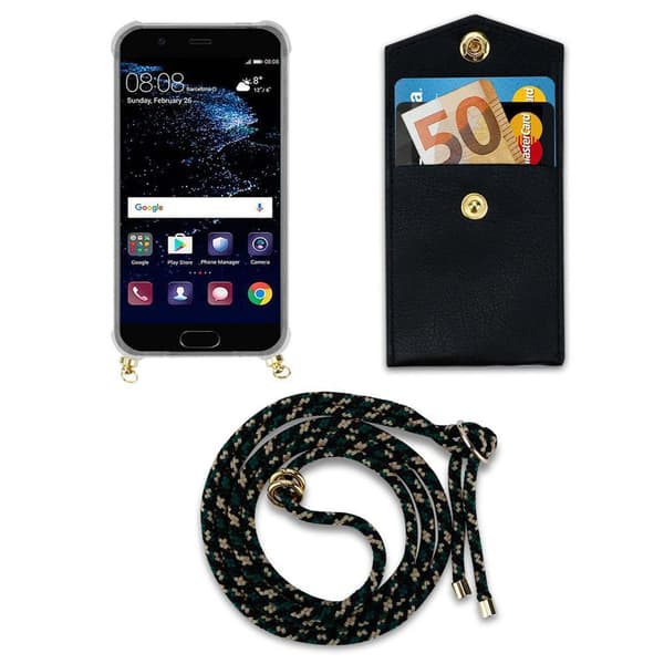 Huawei P10 Suojakuori ketju Silikoni suojakotelo Gold Rings johto hihna ja irrotettava asia