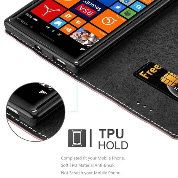 Fordral för Nokia Lumia 830 Skal med magnetisk stängning, ståfunktion och kortficka Mobilskydd
