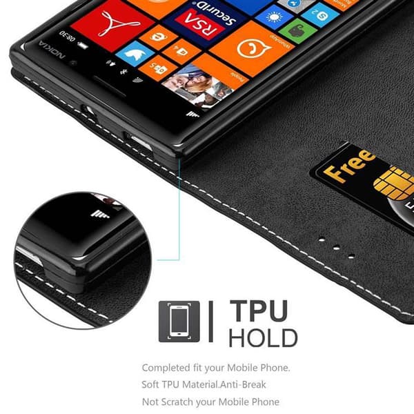 Fordral för Nokia Lumia 830 Skal med magnetisk stängning, ståfunktion och kortficka Mobilskydd