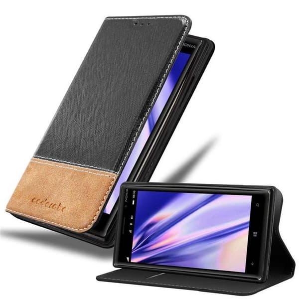Lommebokdeksel til Nokia Lumia 830 Deksel med magnetisk lukking, stativfunksjon og kortlomme SVART BRUN