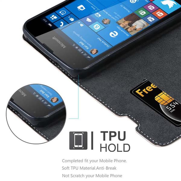 Nokia Lumia 550 Suojakotelo Suojakuori Lompakkokotelo Matkapuhelinkotelo jossa magneettisuljenta, jalusta-toiminto ja korttitasku