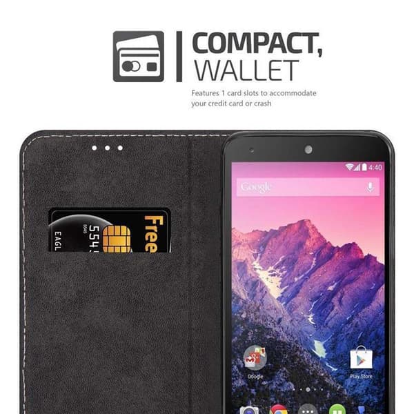 LG Google NEXUS 5 Suojakotelo Suojakuori Lompakkokotelo Matkapuhelinkotelo jossa magneettisuljenta, jalusta-toiminto ja korttitasku