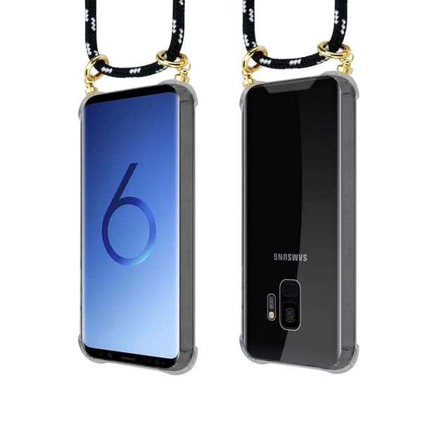 Deksel med kedja for Samsung Galaxy S9 Case med gullringer, ledningsstropp og avtakbart etui
