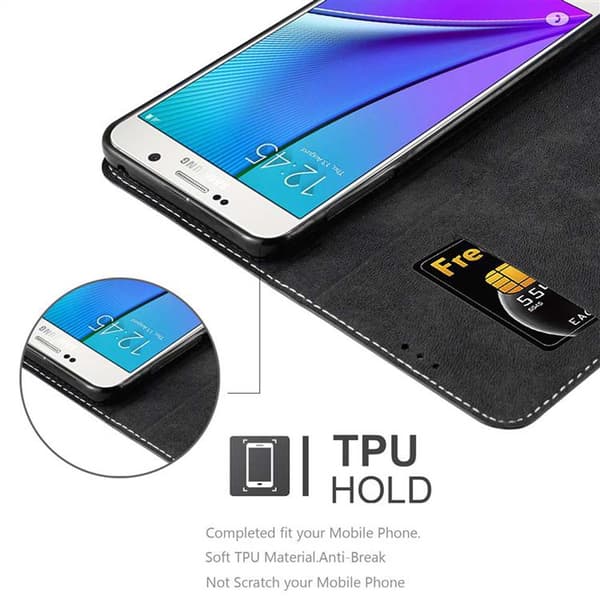Lommebokdeksel til Samsung Galaxy NOTE 5 Deksel med magnetisk lukking, stativfunksjon og kortlomme