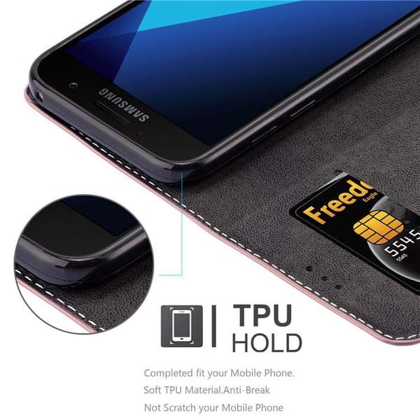 Samsung Galaxy A3 2017 Suojakotelo Suojakuori Lompakkokotelo Matkapuhelinkotelo jossa magneettisuljenta, jalusta-toiminto ja korttitasku