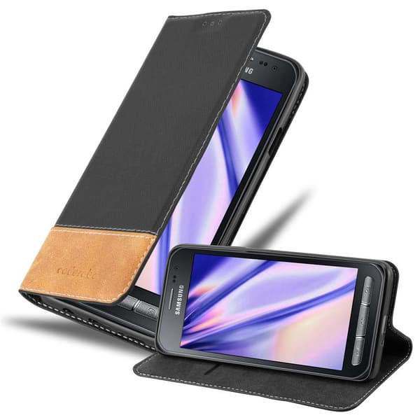 Fordral för Samsung Galaxy XCover 3 Skal med magnetisk stängning, ståfunktion och kortficka Mobilskydd SVART BRUN