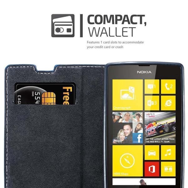 Nokia Lumia 520 / 521 Suojakotelo Suojakuori Lompakkokotelo Matkapuhelinkotelo jossa magneettisuljenta, jalusta-toiminto ja korttitasku