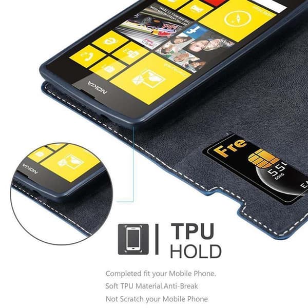 Nokia Lumia 520 / 521 Suojakotelo Suojakuori Lompakkokotelo Matkapuhelinkotelo jossa magneettisuljenta, jalusta-toiminto ja korttitasku