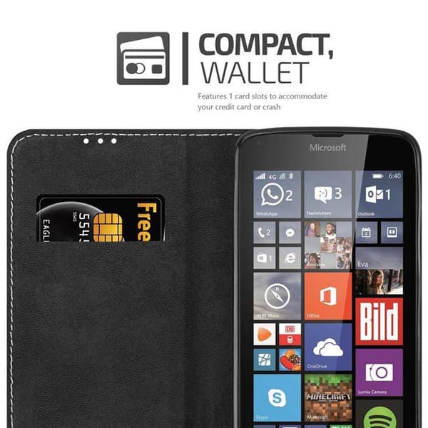 Lommebokdeksel til Nokia Lumia 640 Deksel med magnetisk lukking, stativfunksjon og kortlomme