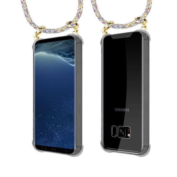 Deksel med kedja for Samsung Galaxy S8 Case med gullringer, ledningsstropp og avtakbart etui