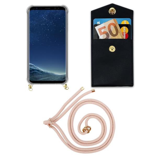 Samsung Galaxy S8 Suojakuori ketju Silikoni suojakotelo Gold Rings johto hihna ja irrotettava asia