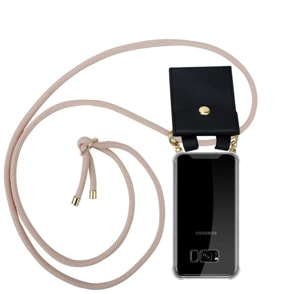 Samsung Galaxy S8 Suojakuori ketju Silikoni suojakotelo Gold Rings johto hihna ja irrotettava asia PEARLY ROSE GOLD