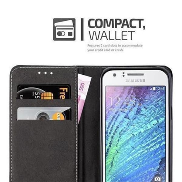 Lommebokdeksel til Samsung Galaxy J1 2015 Deksel med magnetisk lukking, stativfunksjon og kortlomme