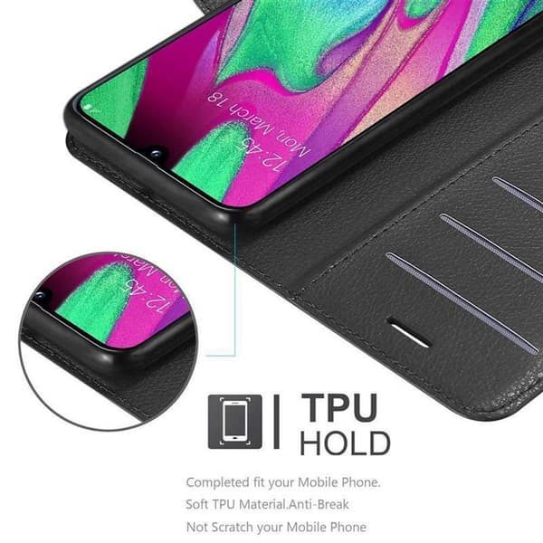 Samsung Galaxy A40 Suojakotelo Lompakkokotelo Matkapuhelinkotelo Suojakuori jossa magneettisuljenta, jalusta-toiminto ja korttitasku
