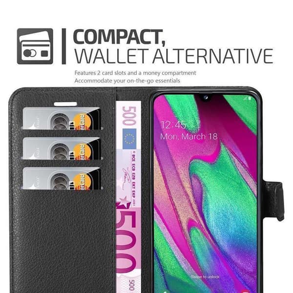 Samsung Galaxy A40 Suojakotelo Lompakkokotelo Matkapuhelinkotelo Suojakuori jossa magneettisuljenta, jalusta-toiminto ja korttitasku