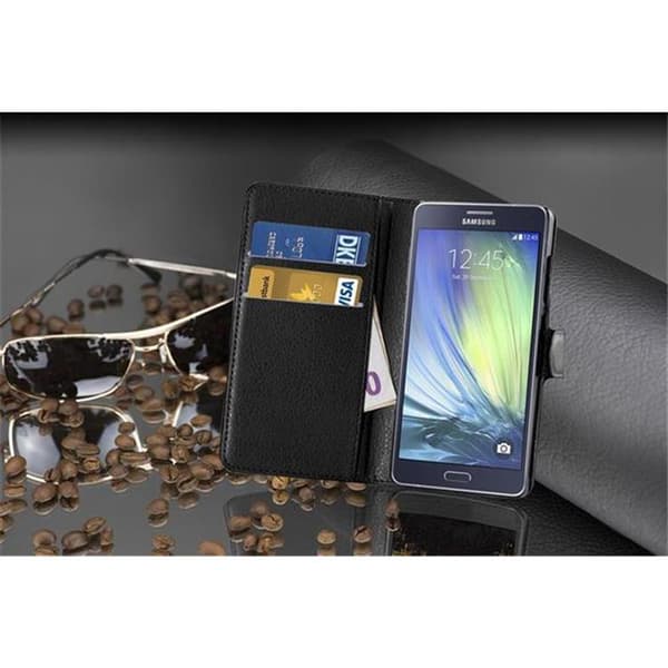 Deksel til Samsung Galaxy A7 2015 Lommebokdeksel med magnetisk lukking, stativfunksjon og kortlomme