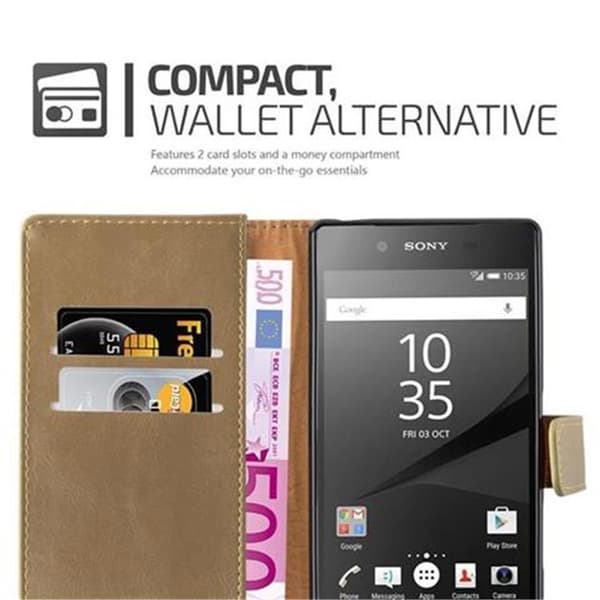 Deksel til Sony Xperia Z5 Lommebokdeksel med magnetisk lukking, stativfunksjon og kortlomme