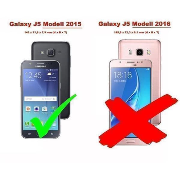 Samsung Galaxy J5 2015 Suojakotelo Lompakkokotelo Matkapuhelinkotelo Suojakuori jossa magneettisuljenta, jalusta-toiminto ja korttitasku