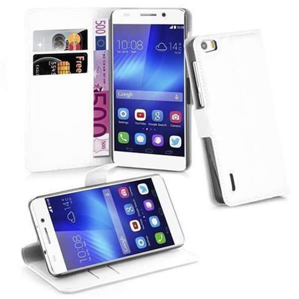 Deksel til Honor 6 Lommebokdeksel med magnetisk lukking, stativfunksjon og kortlomme ARCTIC HVIT
