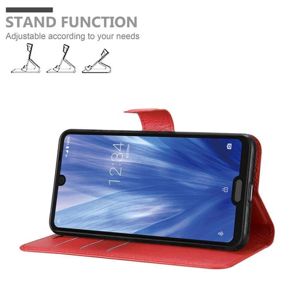 Deksel til Sharp Aquos R3 Lommebokdeksel med magnetisk lukking, stativfunksjon og kortlomme