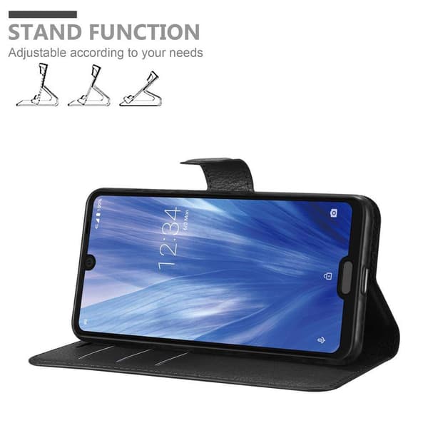 Deksel til Sharp Aquos R3 Lommebokdeksel med magnetisk lukking, stativfunksjon og kortlomme