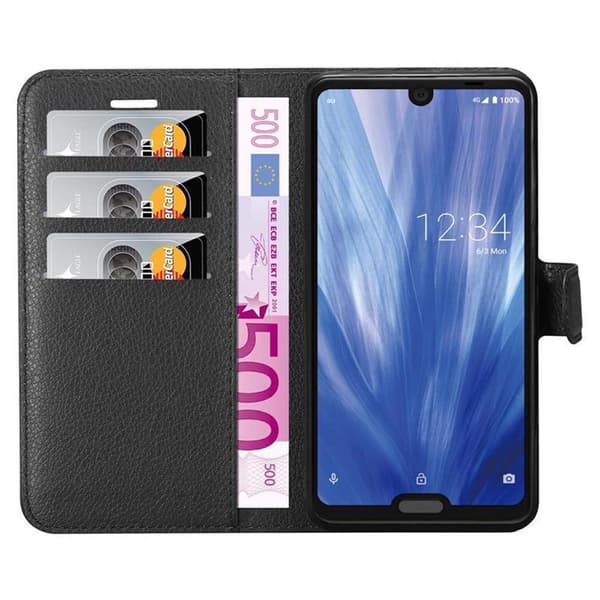 Deksel til Sharp Aquos R3 Lommebokdeksel med magnetisk lukking, stativfunksjon og kortlomme