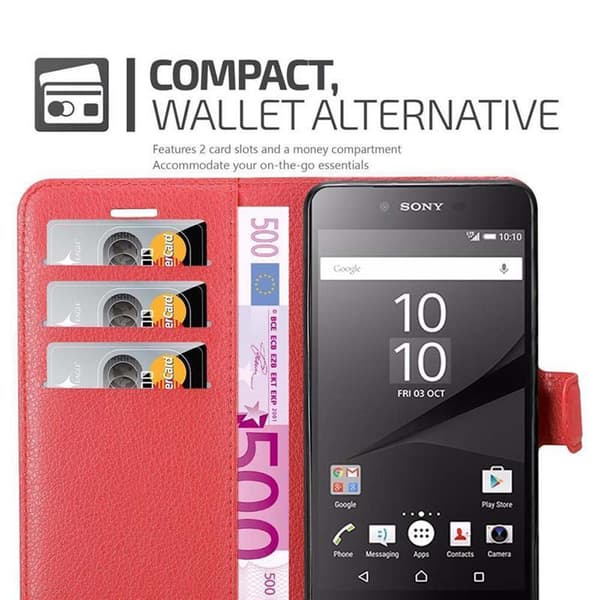 Deksel til Sony Xperia Z5 PREMIUM Lommebokdeksel med magnetisk lukking, stativfunksjon og kortlomme
