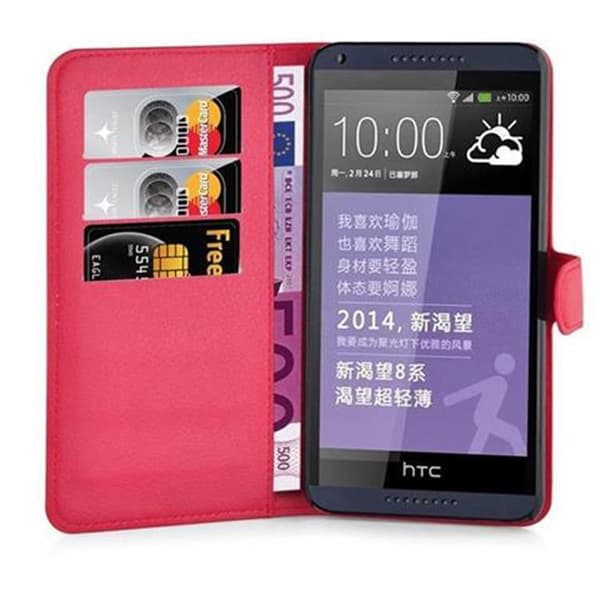 Deksel til HTC Desire 816 Lommebokdeksel med magnetisk lukking, stativfunksjon og kortlomme