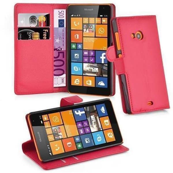 Deksel til Nokia Lumia 535 Lommebokdeksel med magnetisk lukking, stativfunksjon og kortlomme