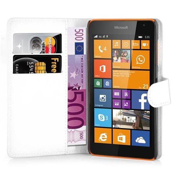 Deksel til Nokia Lumia 535 Lommebokdeksel med magnetisk lukking, stativfunksjon og kortlomme