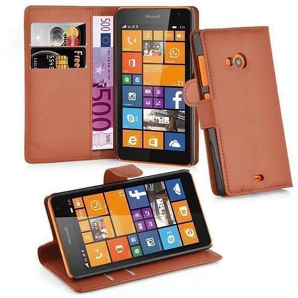 Deksel til Nokia Lumia 535 Lommebokdeksel med magnetisk lukking, stativfunksjon og kortlomme