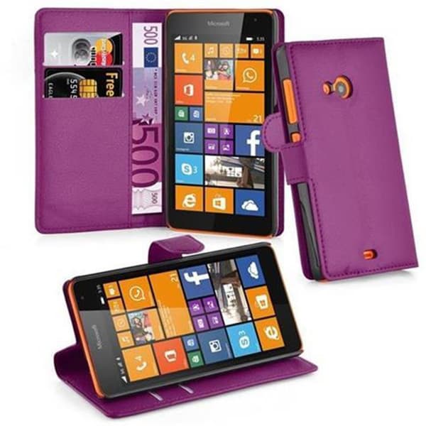 Deksel til Nokia Lumia 535 Lommebokdeksel med magnetisk lukking, stativfunksjon og kortlomme