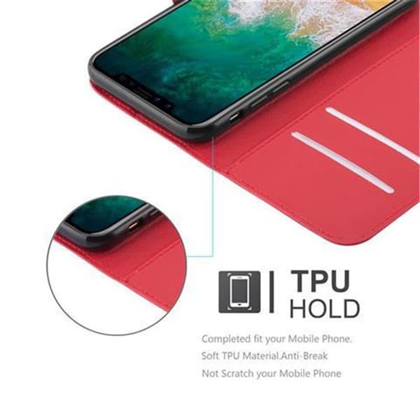 Deksel til iPhone X / XS Lommebokdeksel med magnetisk lukking, stativfunksjon og kortlomme