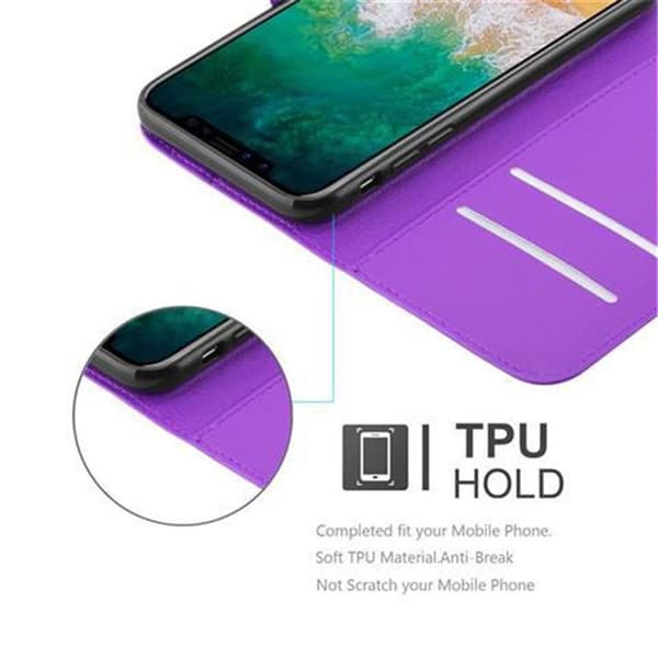 Deksel til iPhone X / XS Lommebokdeksel med magnetisk lukking, stativfunksjon og kortlomme