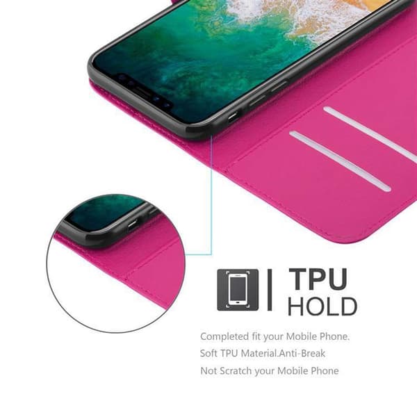 Deksel til iPhone X / XS Lommebokdeksel med magnetisk lukking, stativfunksjon og kortlomme