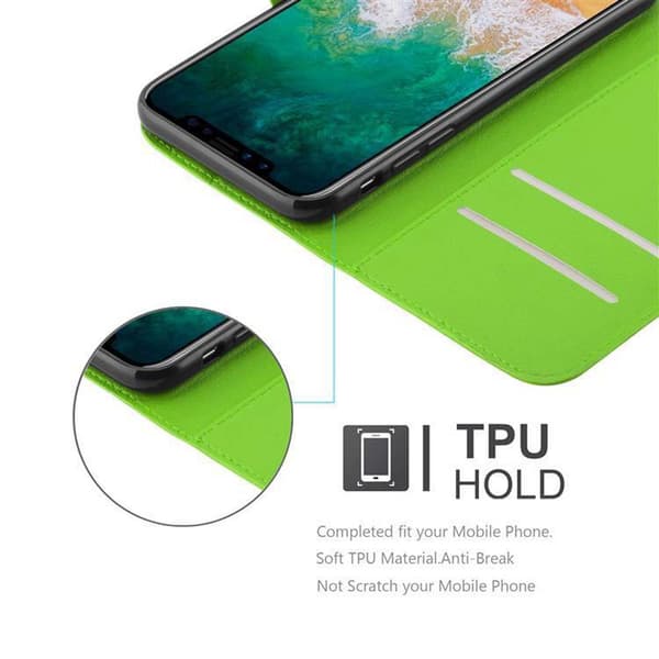 Deksel til iPhone X / XS Lommebokdeksel med magnetisk lukking, stativfunksjon og kortlomme