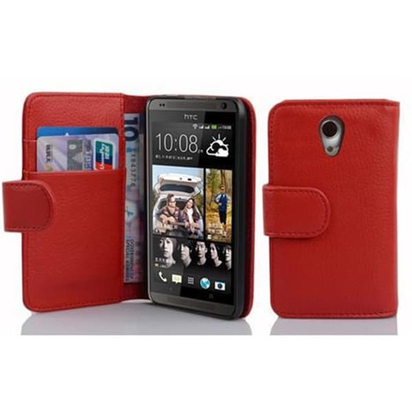 HTC Desire 700 Skal Fodral Plånboksfodral Case Skyddsfodral i texturerat konstläder och kortficka