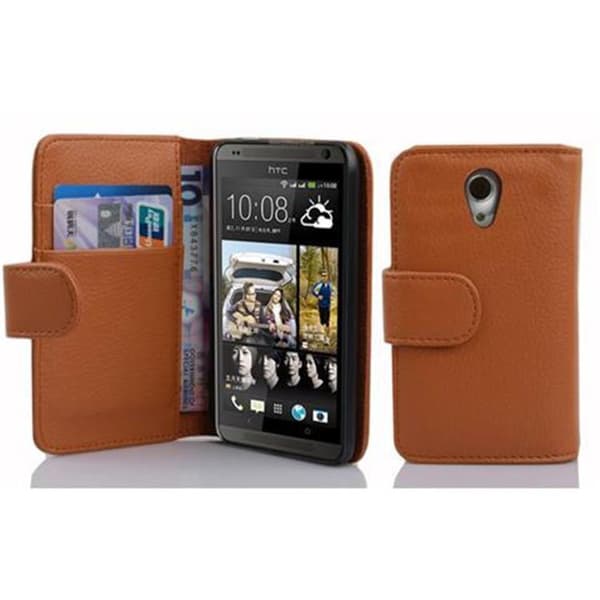 HTC Desire 700 Skal Fodral Plånboksfodral Case Skyddsfodral i texturerat konstläder och kortficka