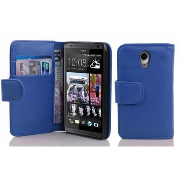 HTC Desire 700 Skal Fodral Plånboksfodral Case Skyddsfodral i texturerat konstläder och kortficka