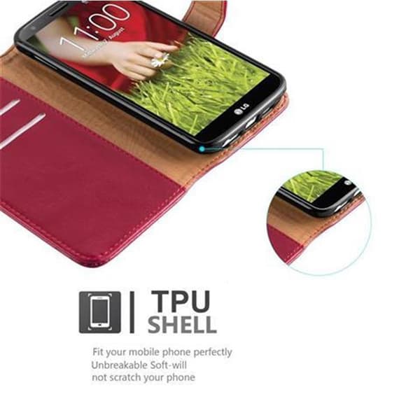 LG G2 Suojakotelo Suojakuori Lompakkokotelo Matkapuhelinkotelo jossa magneettisuljenta, jalusta-toiminto ja korttitasku