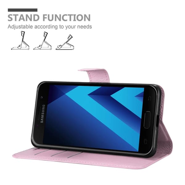 Samsung Galaxy A3 2017 Suojakotelo Lompakkokotelo Matkapuhelinkotelo Suojakuori jossa magneettisuljenta, jalusta-toiminto ja korttitasku