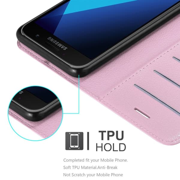Samsung Galaxy A3 2017 Suojakotelo Lompakkokotelo Matkapuhelinkotelo Suojakuori jossa magneettisuljenta, jalusta-toiminto ja korttitasku