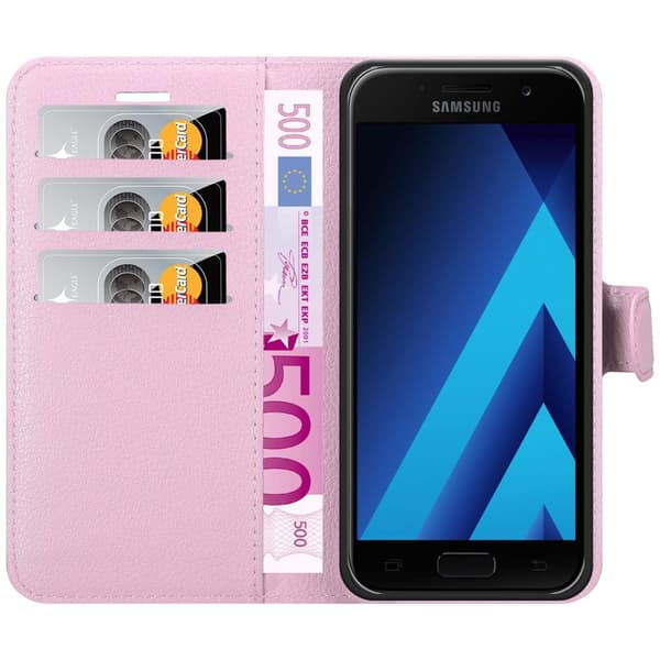 Samsung Galaxy A3 2017 Suojakotelo Lompakkokotelo Matkapuhelinkotelo Suojakuori jossa magneettisuljenta, jalusta-toiminto ja korttitasku