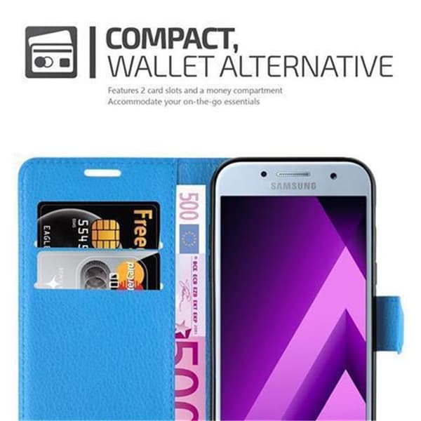 Samsung Galaxy A3 2017 Suojakotelo Lompakkokotelo Matkapuhelinkotelo Suojakuori jossa magneettisuljenta, jalusta-toiminto ja korttitasku