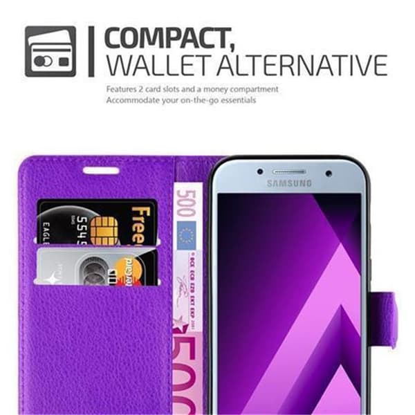 Samsung Galaxy A3 2017 Suojakotelo Lompakkokotelo Matkapuhelinkotelo Suojakuori jossa magneettisuljenta, jalusta-toiminto ja korttitasku
