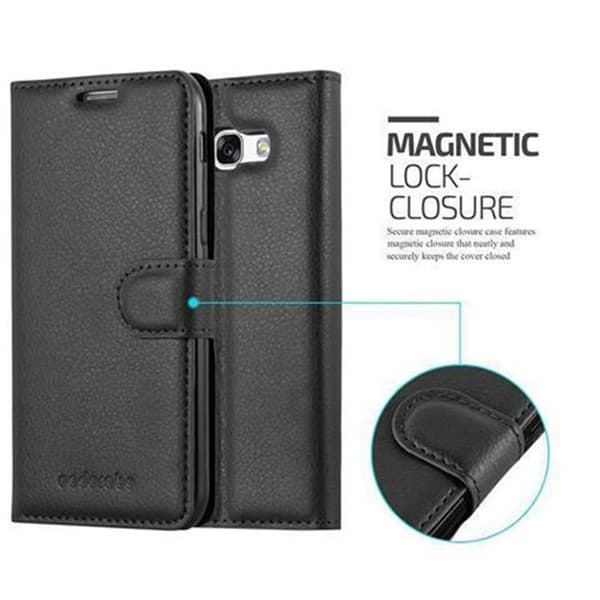 Samsung Galaxy A3 2017 Suojakotelo Lompakkokotelo Matkapuhelinkotelo Suojakuori jossa magneettisuljenta, jalusta-toiminto ja korttitasku