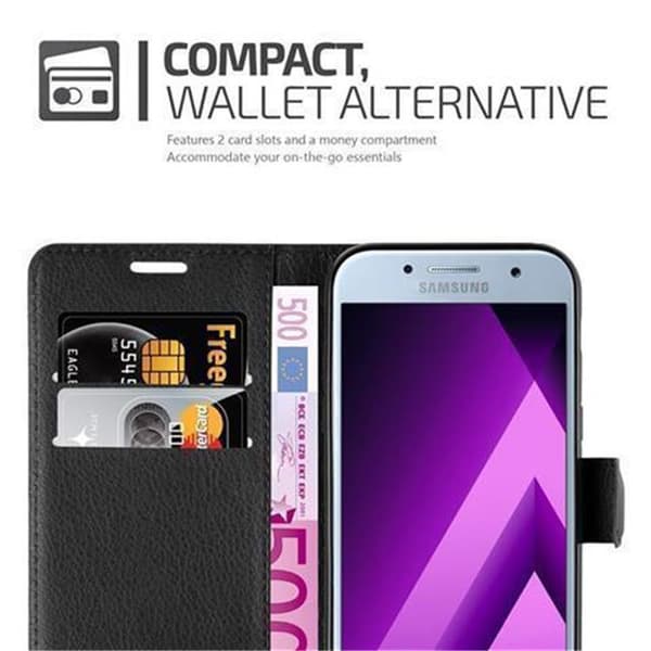Samsung Galaxy A3 2017 Suojakotelo Lompakkokotelo Matkapuhelinkotelo Suojakuori jossa magneettisuljenta, jalusta-toiminto ja korttitasku
