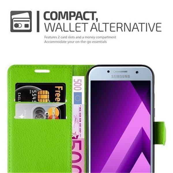 Samsung Galaxy A3 2017 Suojakotelo Lompakkokotelo Matkapuhelinkotelo Suojakuori jossa magneettisuljenta, jalusta-toiminto ja korttitasku